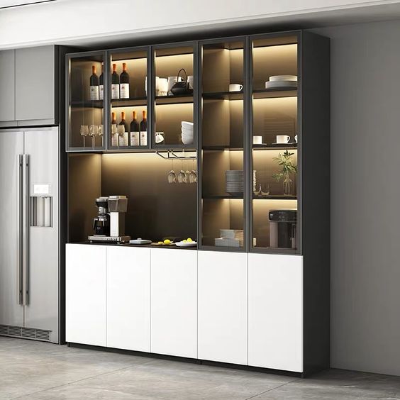 Modern Glass-Door Wine Cabinet